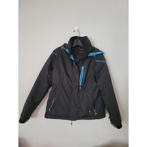 Lands Ends Womens Size S Small 6-8 Black Winter Ski Jacket Coat Hidden Hood